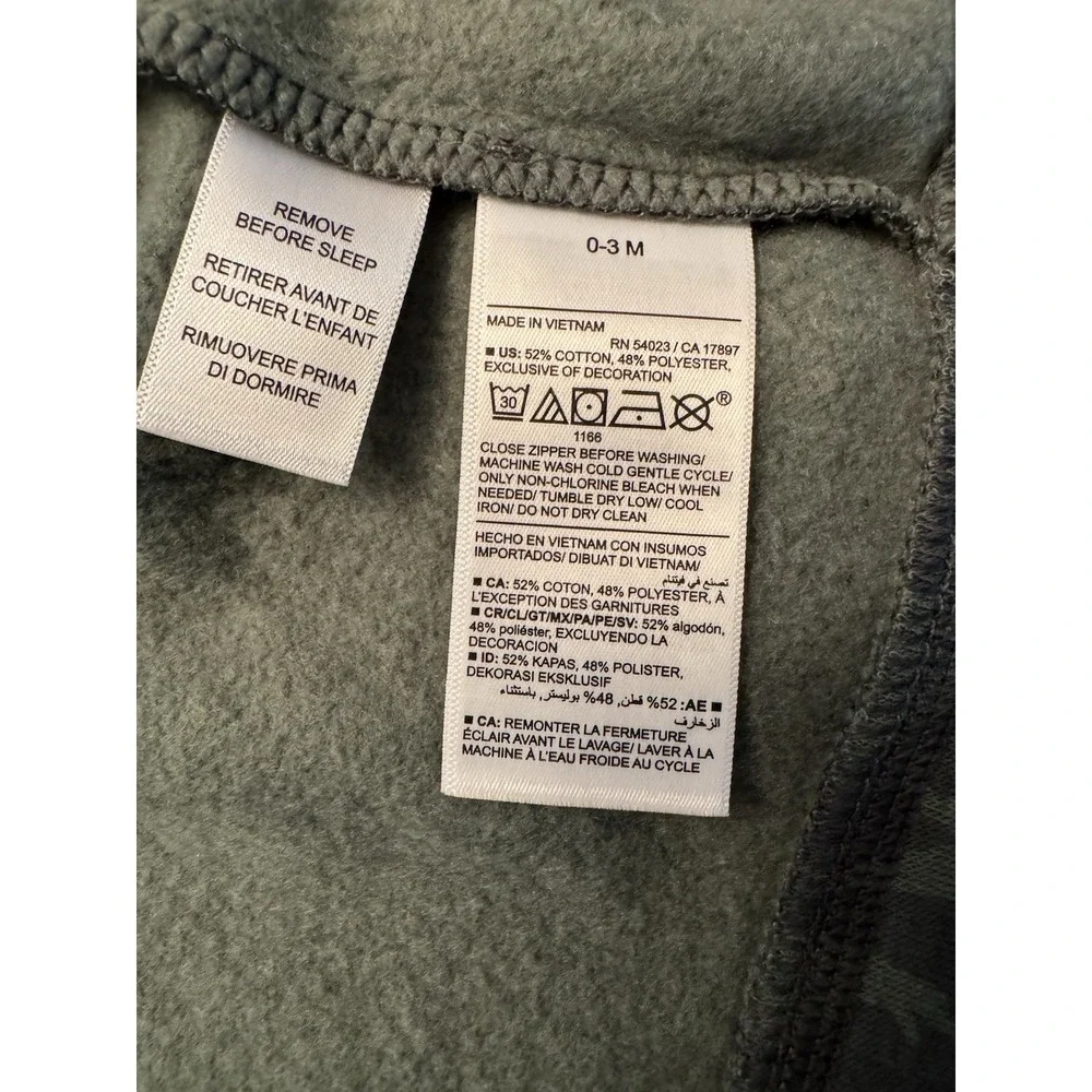 Old Navy 0-3 Months Camo DinosaurFront Zip Sweat Shirt And Pants Set NEW W/ Tags